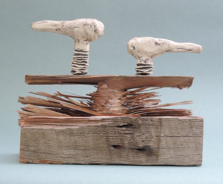 Right Turn, Left Wing - porcelain/wood - $500