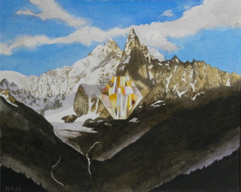 Heart of the Mountain, Watercolor, 10.5 x 13.5, w/Frame 17 x 21, Sold