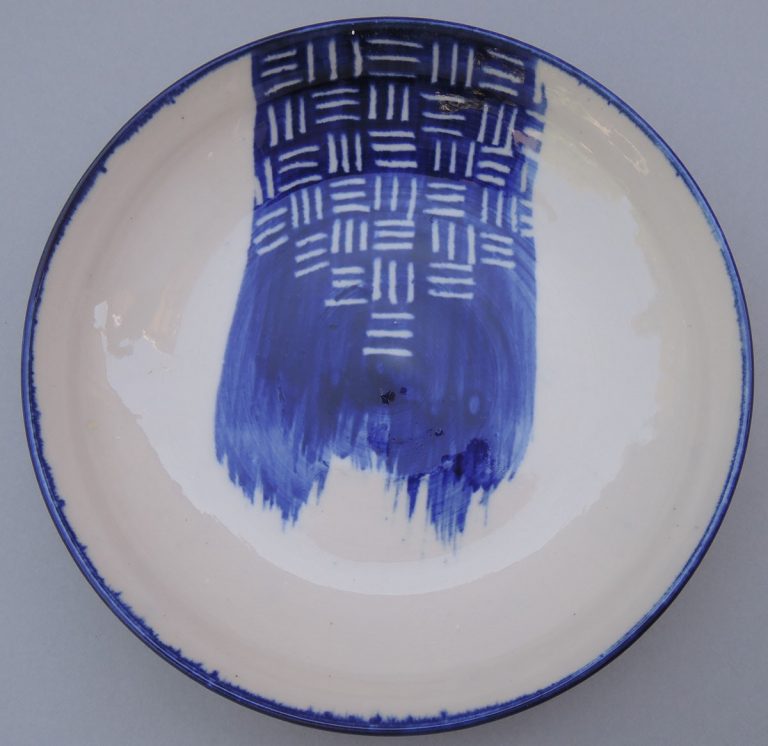 porcelain bowl, hand-decorated with Mason stains and sgraffito - $25