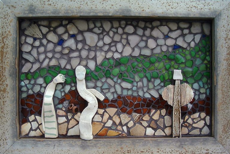 Three Sisters: A Day at Glass Beach - mosaic tile - $700