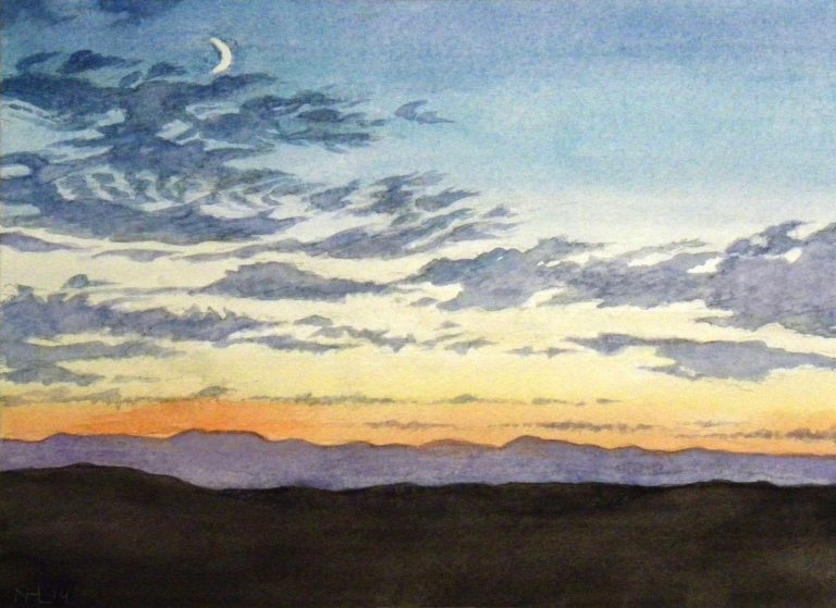 Evening Lookout Point, Giclée from original watercolor, 8 x 11 bare print $39.