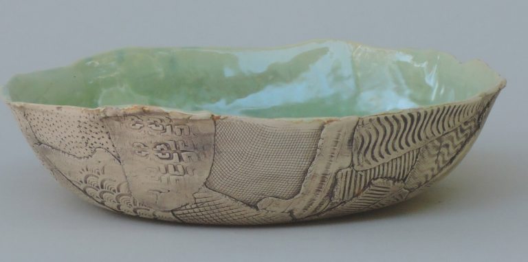 hand-built stoneware platter, $40
