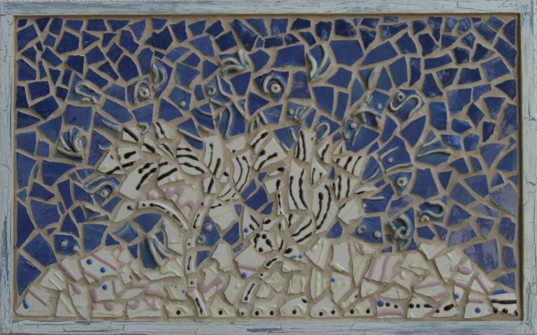 Hurricane - hand-made porcelain tile shards - $600