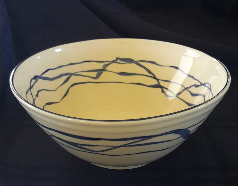 ribbon pattern bowl - hand painted with Mason Stains - $35
