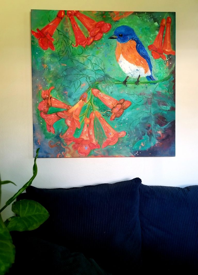The Bluebird of Happiness, acrylic on canvas, 36x36