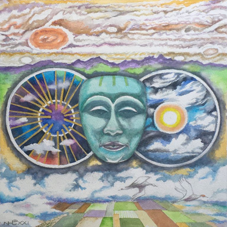 Fragments Series - The Wind, Watercolor, 12 x12, 18 x 18 w/frame, $400. Giclée, 12 x 12 Bare Print $59.