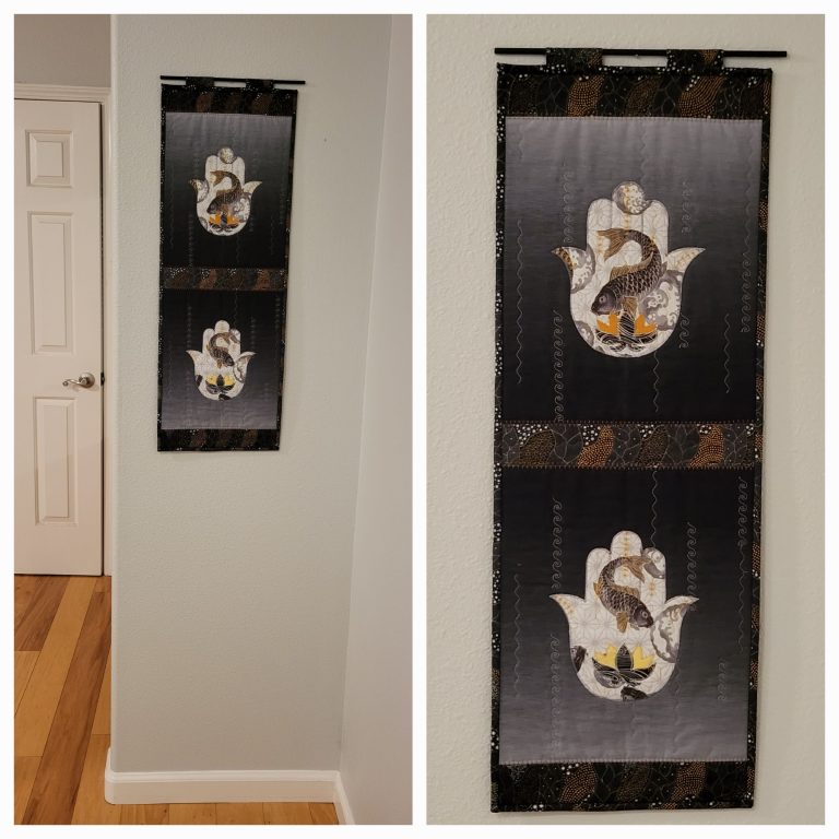 Koi & Lotus art quilt-NFS