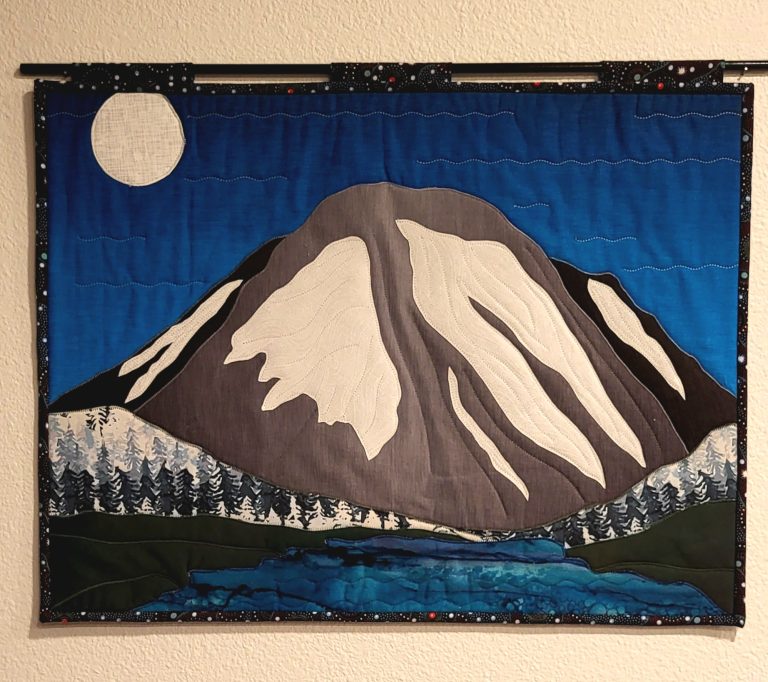 Lassen in Moonlight art quilt, 18x24 inches-NFS