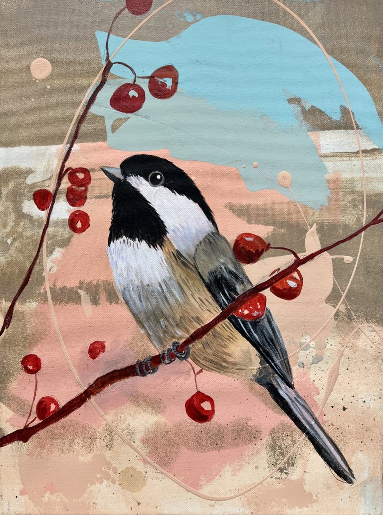 Black-capped Chickadee, 12x16, acrylic on canvas