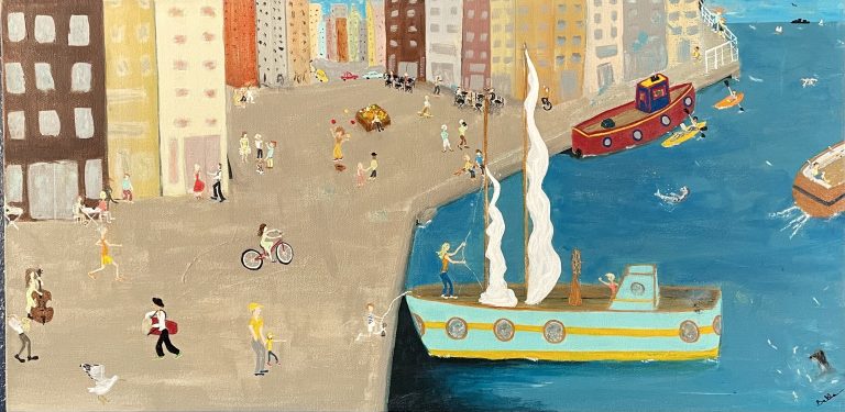 Harbor Days, acrylic on canvas,15x30inch, $500.00