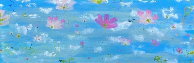 To Soar Thru the Cosmos, acrylic on canvas, 12x36inch, $400.00