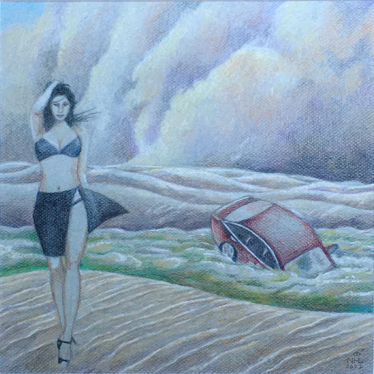 Engulfed - Pencil Drawing, 12 x 12, 19 x 19 w/frame, $400