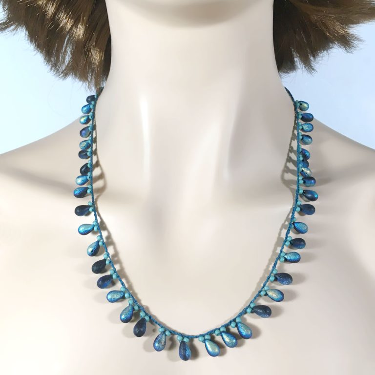Azure Drop Bead Crochet Necklace, $49. Azure Drop Bead Crochet Necklace, $49.