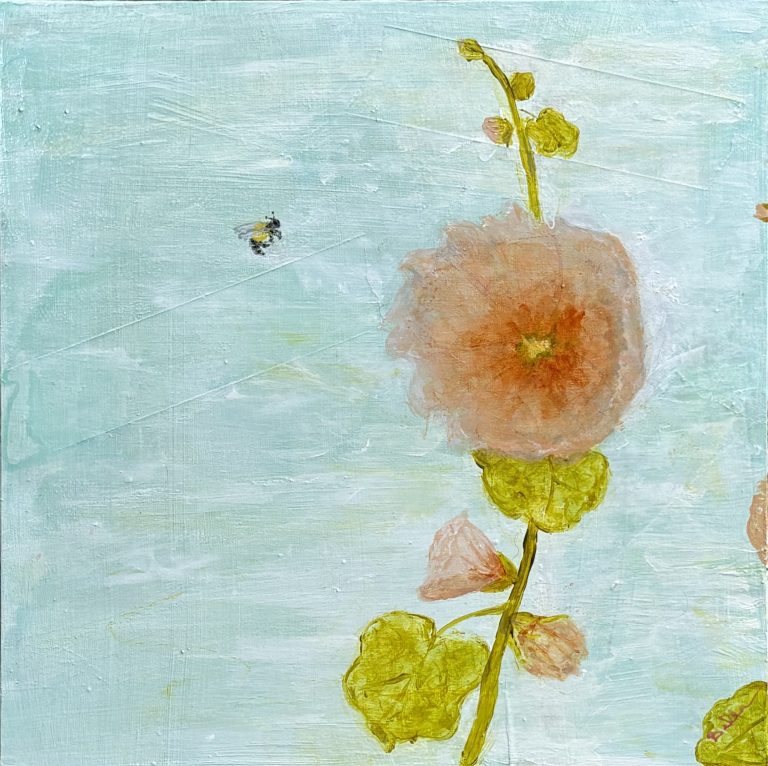 Hollyhock and Bee 768x766