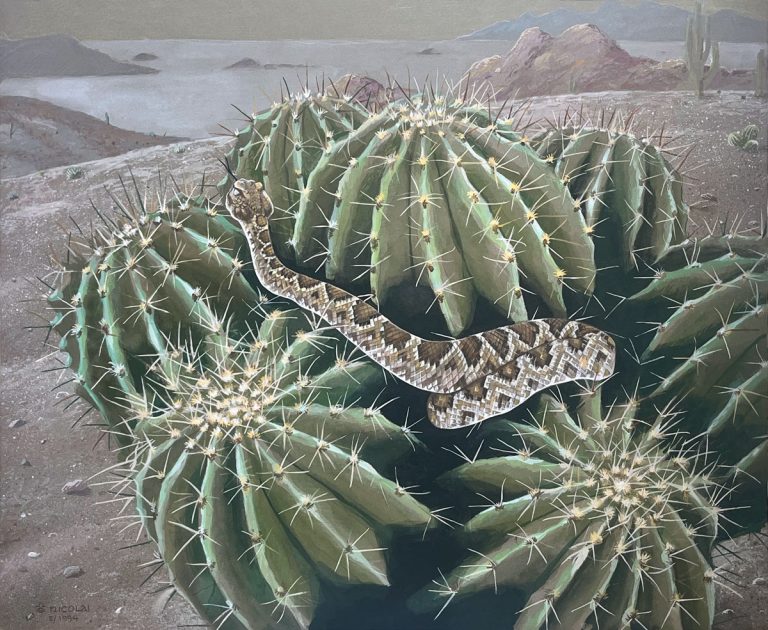 Don't Tread on Me - 1994, Gouache, 16 x 19.5 in, 21.5 x 25.5 w/frame, $1250.