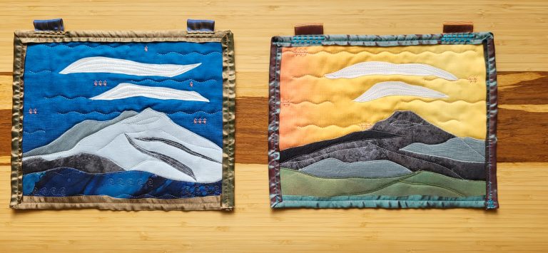 Mini Mt. Shasta art quilts 9x11 inches; $50 each